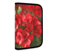 BVKWNTSA Set Tool Pouches, Red Geraniums Printed Big Capacity Storage Pouch, Art Supply Storage Box, Durable Tool Zipper Pouches