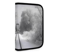 BVKWNTSA Set Tool Pouches, Snowy Train Tracks Printed Big Capacity Storage Pouch, Art Supply Storage Box, Durable Tool Zipper Pouches