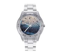 BVKWNTSA Sl usiness Steel Band Rain Drops on Glass Printed Watch for Men - Elegant Quartz Analog Wristwatch, Lightweight & Comfortable