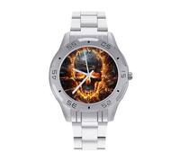 BVKWNTSA Sl usiness Steel Band Shattering of Skull Printed Watch for Men - Elegant Quartz Analog Wristwatch, Lightweight & Comfortable