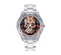 BVKWNTSA Sl usiness Steel Band Sugar Skulls1 Printed Watch for Men - Elegant Quartz Analog Wristwatch, Lightweight & Comfortable