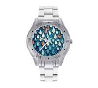 BVKWNTSA Sl usiness Steel Band Water Drops Dots Printed Watch for Men - Elegant Quartz Analog Wristwatch, Lightweight & Comfortable
