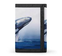 BVKWNTSA Stylish and Durable Blue Ocean Whale Printed Tri-fold Wallet, Multi-Card Slots, Large Capacity and Portable