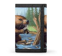 BVKWNTSA Stylish and Durable Busy Beaver Cartoon Printed Tri-fold Wallet, Multi-Card Slots, Large Capacity and Portable
