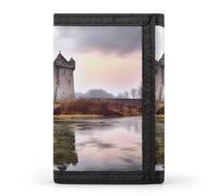 BVKWNTSA Stylish and Durable Castle Near Lake Stones Printed Tri-fold Wallet, Multi-Card Slots, Large Capacity and Portable