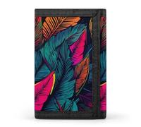 BVKWNTSA Stylish and Durable Colorful Tropical Leaves Pattern Printed Tri-fold Wallet, Multi-Card Slots, Large Capacity and Portable