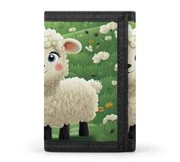 BVKWNTSA Stylish and Durable Cute Cartoon Sheep Printed Tri-fold Wallet, Multi-Card Slots, Large Capacity and Portable