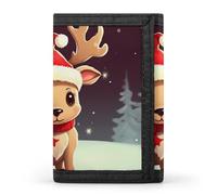 BVKWNTSA Stylish and Durable Cute Christmas Reindeer1 Printed Tri-fold Wallet, Multi-Card Slots, Large Capacity and Portable