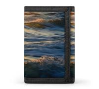 BVKWNTSA Stylish and Durable Dawn Ocean Waves Printed Tri-fold Wallet, Multi-Card Slots, Large Capacity and Portable