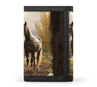 BVKWNTSA Stylish and Durable Fence and Horse Printed Tri-fold Wallet, Multi-Card Slots, Large Capacity and Portable