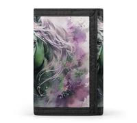 BVKWNTSA Stylish and Durable Green Horse Printed Tri-fold Wallet, Multi-Card Slots, Large Capacity and Portable