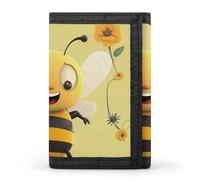 BVKWNTSA Stylish and Durable Happy Bee Printed Tri-fold Wallet, Multi-Card Slots, Large Capacity and Portable