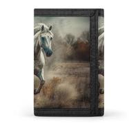 BVKWNTSA Stylish and Durable Horse Running in Field Printed Tri-fold Wallet, Multi-Card Slots, Large Capacity and Portable