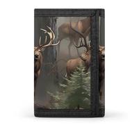 BVKWNTSA Stylish and Durable Hunting Deer Bear Elk Printed Tri-fold Wallet, Multi-Card Slots, Large Capacity and Portable