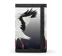 BVKWNTSA Stylish and Durable Japanese Crane Printed Tri-fold Wallet, Multi-Card Slots, Large Capacity and Portable