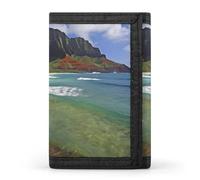 BVKWNTSA Stylish and Durable Kauai Hawaii Seashore Printed Tri-fold Wallet, Multi-Card Slots, Large Capacity and Portable