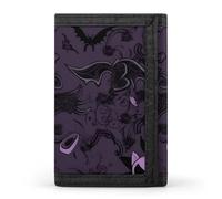 BVKWNTSA Stylish and Durable Purple Black Goth Spooky Printed Tri-fold Wallet, Multi-Card Slots, Large Capacity and Portable