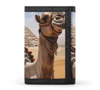 BVKWNTSA Stylish and Durable Pyramid Camel Printed Tri-fold Wallet, Multi-Card Slots, Large Capacity and Portable