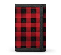 BVKWNTSA Stylish and Durable Red Black Buffalo Check Plaid Pattern Printed Tri-fold Wallet, Multi-Card Slots, Large Capacity and Portable