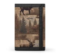 BVKWNTSA Stylish and Durable Rustic Lodge Bear Moose Printed Tri-fold Wallet, Multi-Card Slots, Large Capacity and Portable