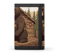 BVKWNTSA Stylish and Durable Rustic Lodge Bear Printed Tri-fold Wallet, Multi-Card Slots, Large Capacity and Portable