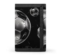 BVKWNTSA Stylish and Durable Soccer Black Printed Tri-fold Wallet, Multi-Card Slots, Large Capacity and Portable