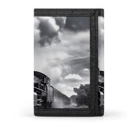 BVKWNTSA Stylish and Durable Steam Train Clouds Printed Tri-fold Wallet, Multi-Card Slots, Large Capacity and Portable