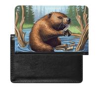 BVKWNTSA Stylish and Practical Busy Beaver Cartoon Printed Passport Protector is Your Perfect Travel Companion, Fully Protecting Your Passport Safety.