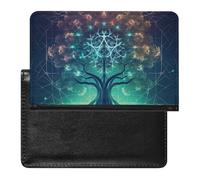 BVKWNTSA Stylish and Practical Digital Futuristic Tree of Life Icon with Space Printed Passport Protector is Your Perfect Travel Companion, Fully Protecting Your Passport Safety.
