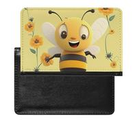 BVKWNTSA Stylish and Practical Happy Bee Printed Passport Protector is Your Perfect Travel Companion, Fully Protecting Your Passport Safety.