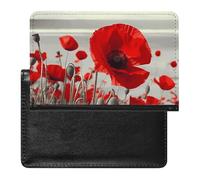 BVKWNTSA Stylish and Practical Red Poppy Flower Printed Passport Protector is Your Perfect Travel Companion, Fully Protecting Your Passport Safety.