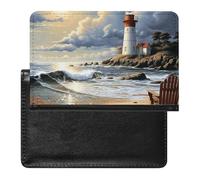 BVKWNTSA Stylish and Practical Sea Lighthouse Sandbeach Printed Passport Protector is Your Perfect Travel Companion, Fully Protecting Your Passport Safety.