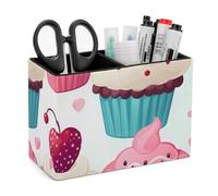 BVKWNTSA Stylish and Simple Cupcake Candy Hearts Sweet Printed Leather Pen Holder, Keep Your Desktop Organized