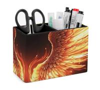 BVKWNTSA Stylish and Simple Fire Angle Wings Printed Leather Pen Holder, Keep Your Desktop Organized