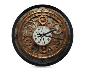 BVKWNTSA Stylish And Simple Plastic Rusty Steampunk Clock Printed Round Wall Clock, Accurate Timekeeping, Room Decoration