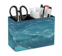 BVKWNTSA Stylish and Simple The Deep Ocean Printed Leather Pen Holder, Keep Your Desktop Organized