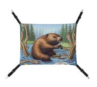 BVKWNTSA Suitable for All Seasons! Canvas Busy Beaver Cartoon Printed Pet Hammock, Hanging Cat And Dog Bed, Breathable And Comfortable Essential
