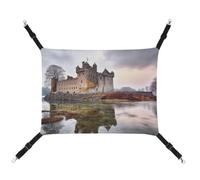 BVKWNTSA Suitable for All Seasons! Canvas Castle Near Lake Stones Printed Pet Hammock, Hanging Cat And Dog Bed, Breathable And Comfortable Essential