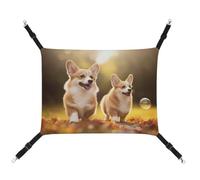 BVKWNTSA Suitable for All Seasons! Canvas Cute Corgi Dog Printed Pet Hammock, Hanging Cat And Dog Bed, Breathable And Comfortable Essential