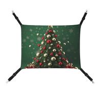 BVKWNTSA Suitable for All Seasons! Canvas Round Ball Christmas Tree Printed Pet Hammock, Hanging Cat And Dog Bed, Breathable And Comfortable Essential