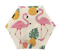 BVKWNTSA Sunscreen 5-fold Portable Parasol, Flamingos And Pineapples Printed Umbrella Is Small And Portable, Suitable for Summer Sun Protection, Rainy Day Travel, Travel, Etc.