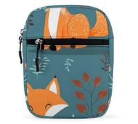 BVKWNTSA Waterproof Utility Crossbody Backpack, Cartoon Fox Pattern Printed Mini Sling Bag for Men Women,Chest Bag for Hiking Travel Sports Running