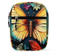 BVKWNTSA Waterproof Utility Crossbody Backpack, Colorful Butterfly Embroidery Paintings Printed Mini Sling Bag for Men Women,Chest Bag for Hiking Travel Sports Running