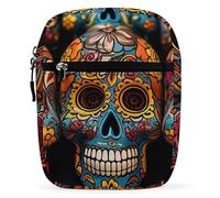 BVKWNTSA Waterproof Utility Crossbody Backpack, Colorful Sugar Skulls Printed Mini Sling Bag for Men Women,Chest Bag for Hiking Travel Sports Running