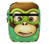 BVKWNTSA Waterproof Utility Crossbody Backpack, Green Clever Monkey Printed Mini Sling Bag for Men Women,Chest Bag for Hiking Travel Sports Running