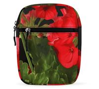 BVKWNTSA Waterproof Utility Crossbody Backpack, Red Geraniums1 Printed Mini Sling Bag for Men Women,Chest Bag for Hiking Travel Sports Running