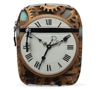 BVKWNTSA Waterproof Utility Crossbody Backpack, Rusty Steampunk Clock Printed Mini Sling Bag for Men Women,Chest Bag for Hiking Travel Sports Running