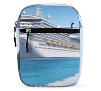 BVKWNTSA Waterproof Utility Crossbody Backpack, Seaside Cruise Ship Printed Mini Sling Bag for Men Women,Chest Bag for Hiking Travel Sports Running