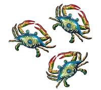 BVLFOOK Crab Wall Art, Coastal Ocean Decor - Beach Themed Decoration for Bathroom Bedroom Fence - Nautical Tropical Decor - Set of 3, 10 inch