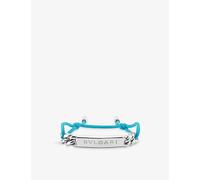 Bvlgari Mens Bvlgari Bvlgari Engraved Gold-Plated Brass String Bracelet Light Blue 1 Size